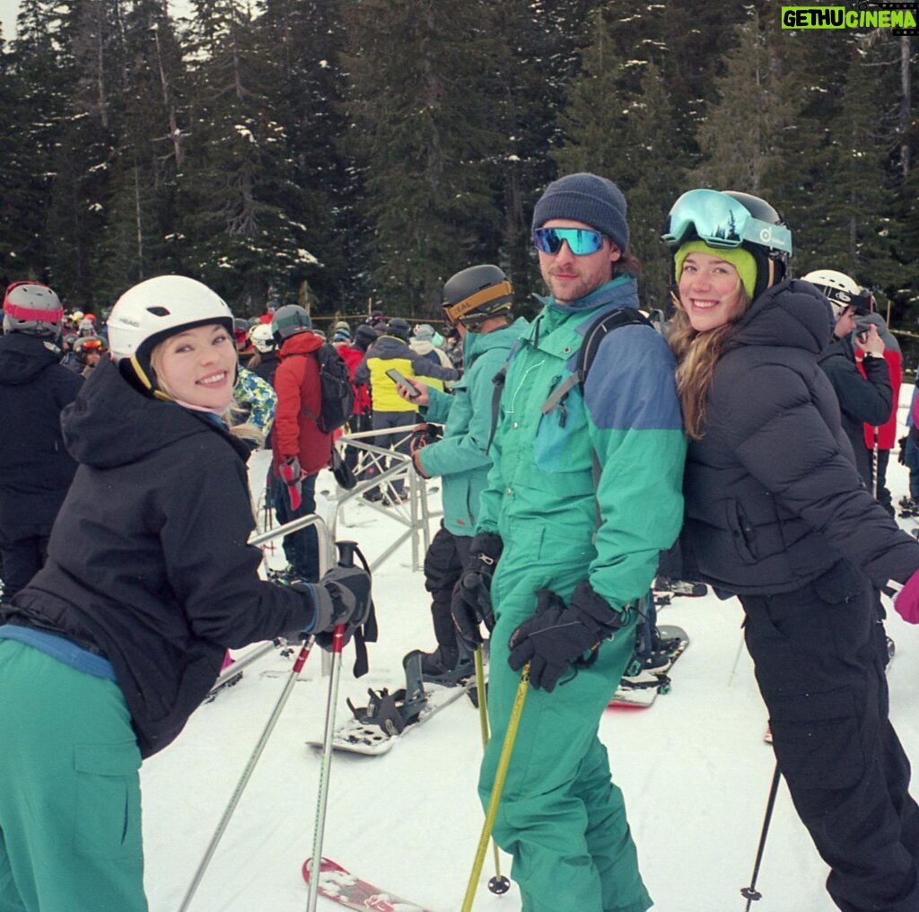 Taylor Hickson Instagram - sliding down the mountain on your bum is…. skiing right…? #babysfirstskihill