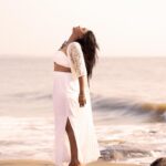 Teja Venkatesh Instagram - In the embrace of the sea, trying to wash away the pain.🌊 📸 @vdop_photography H&M: @noormakeup.sculpture Stylist: @muthunagaimurugesan Wardrobe: @sesha_bridalwear Drone shot @ajitricks_ Jewels @fineshinejewels . #portrait #fashionable #westernfashion #beach #beauty #beautyshots #makeup #portraitphotography #tejavenkatesh #teja #trending #photoshoot