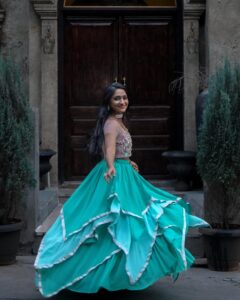 Teja Venkatesh Instagram - The princess couldn't help but feel a radiant joy as she adorned herself in the exquisite gown. 🤍🤍 📸 @asg_photography._ Makeup @preethiga_makeoverartistry_ Costume @aadmirah_by_sona