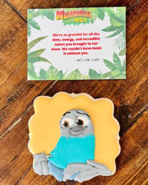 Teresa Castillo Instagram - I received THE SWEETEST gift from my Madagascar family, complete with a Gina the pigeon cookie! It has been an absolute JOY bringing this character to life. Truly so grateful. @dreamworks MADAGASCAR, A Little Wild streaming on @hulu and Peacock.