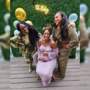 Teyonah Parris Instagram - What a celebration!!! 

I told my sisters, EJ & Maech,  I don't WANT nothin, don't wanna DO nothin, and don't wanna THINK about plannin or throwin nothin that even resembles a shower. Periodt. They said "Great! Nobody asked you, so just stay out the way." 😩 

From 2 different states and with 18 million other responsibilities on their plates my sisters coordinated the most beautiful, heartfelt, and intimate celebration of our growing family!! I'm so grateful that they know me and my heart well enough to not pay me no nevamind, because that's a moment in time I will never forget!! I'm still on Cloud 9 reminiscing about all the laughs and love that surrounded us!!

Thank you to all our loved ones that hiked the journey to surprise and love on us (i dont have pics/ vid of everyone)!! We thank you from the bottom of our hearts!! Love yall BIG BIG!!