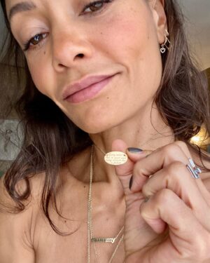 Thandiwe Newton Instagram - ‘Every Saint has a past, and every Sinner has a future’

Oscar Wilde

@anninavogel 

“I will call those who were not My people, ‘My people,’
And her who was not beloved, ‘beloved.’

Romans 9:25

Beloved ring @solangeazagury 

Mummy necklace @jenmeyerjewelry 

Heart earring @loquetlondon 

Nails @chanelofficial 905 Brun Fume

*Ubuntu* tattoo @miles_chappers ✊🏽

Art-Life-Love

Happy 2022

Thandiwe
