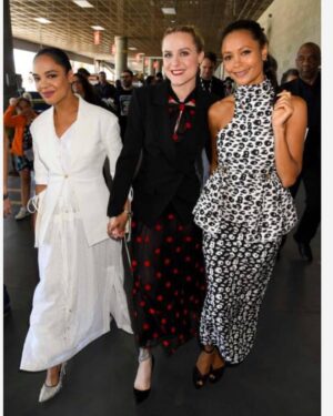 Thandiwe Newton Instagram - Feeling so much love for our @westworldhbo b****es today 🙏🏽 

Everything these women have inspired in me (and countless others). Raw power. Intelligence. Compassion. Justice (and music! And fashion! Ha!)

You’re the BEST. The antidote. And I love you 

#EvanRachelWood 
@tessamaethompson 

#ALutaContinua ♥️