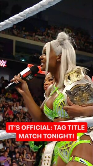 Theresa Serrano Instagram - THANK YOU @scrapdaddyap! The Women’s Tag Team Titles are on the line RIGHT HERE, RIGHT NOW! 🔥🔥🔥 #WWERaw