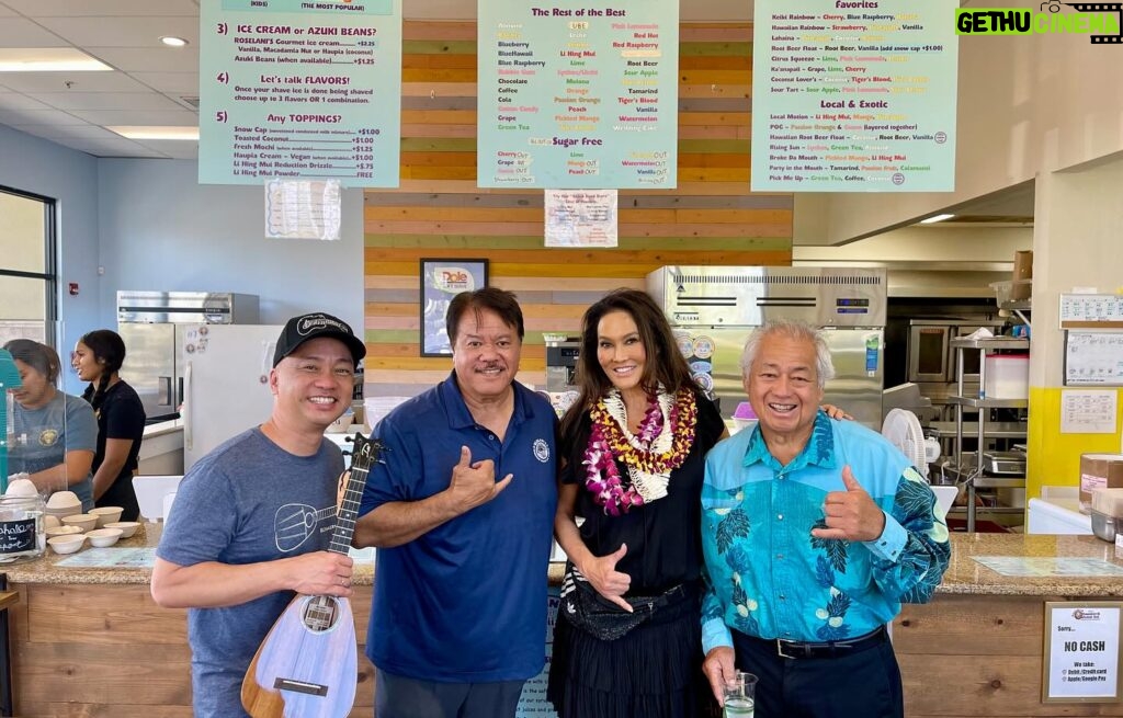 Tia Carrere Instagram - Straight from the ultra glamorous @theacademy #governorsawards @pedebevec and I celebrating @im.angelabassett #melbrooks #carollittleton #michellesatter I flew to Maui to perform @slackkeyshow with @daniel_ho_creations and @georgekahumoku - and enjoy da best @ululanishawaiianshaveice #lovinglife #grateful ♥️ p.s. Maui still needs our help and Ululanis has taken care of so many with their GoFundMe. See link in my bio.