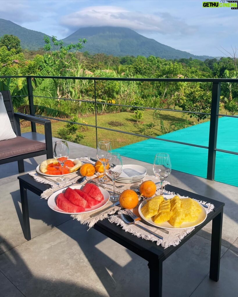 Tiffany Alvord Instagram - 💕 This villa was an absolute dream 😍 I highly recommend it to anyone visiting La Fortuna, CR! @ikigaiarenal ✨ The volcano view is so breathtaking (especially at sunset.) 🥺 They also have a “Chefs Experience” where a private chef came and cooked a 3 course breakfast which was phenomenal & completely elevated the whole stay. It felt so surreal, and so relaxing! A few times I wanted to cry in gratitude for the flawless moments of stillness; with the sun setting, the wonderful food, jam sesh, morning yoga, and of course the amazing company. My heart is full. 🥰 Side-note: There’s also a hot tub, fire pit, and projector; need I say more 🫶 #speechless