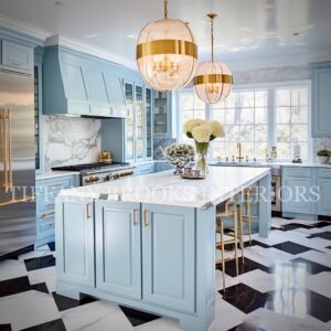 Tiffany Brooks Instagram - I’m doing a quick kitchen refresh…. Painting my cabinets, I rendered these two kitchens for inspiration.. WHICH COLOR??
A: Icy Blue
B: Jewel Toned Green