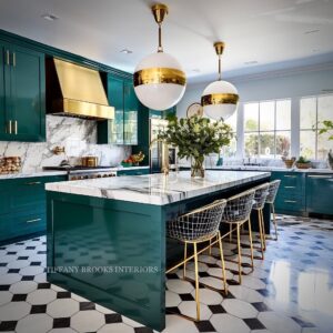 Tiffany Brooks Instagram - I’m doing a quick kitchen refresh…. Painting my cabinets, I rendered these two kitchens for inspiration.. WHICH COLOR??
A: Icy Blue
B: Jewel Toned Green