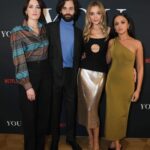 Tilly Keeper Instagram - Thank you @netflix and @bafta for a fabulous evening celebrating the release of YOU Season 4 Part 2 with this lovely lot! 🔪 humongous thank you to @chercoulter, @kennethsohmakeup and @dayaruci for working your magic ✨