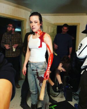 Tina Majorino Instagram - It’s Hallows Eve... obviously it’s the perfect time to share the spookiest #bts pics I have from #Delivered ☠️ Best time I’ve ever had. #BeatUpFromTheFeetUp #StakeCare #StakeAndShake #StakeItToTheGrave