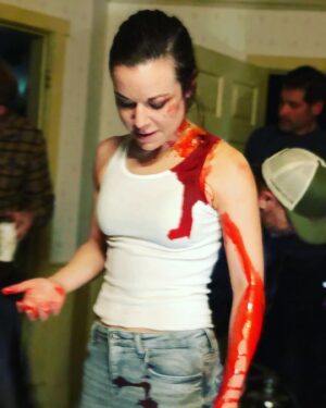 Tina Majorino Instagram - It’s Hallows Eve... obviously it’s the perfect time to share the spookiest #bts pics I have from #Delivered ☠️ Best time I’ve ever had. #BeatUpFromTheFeetUp #StakeCare #StakeAndShake #StakeItToTheGrave