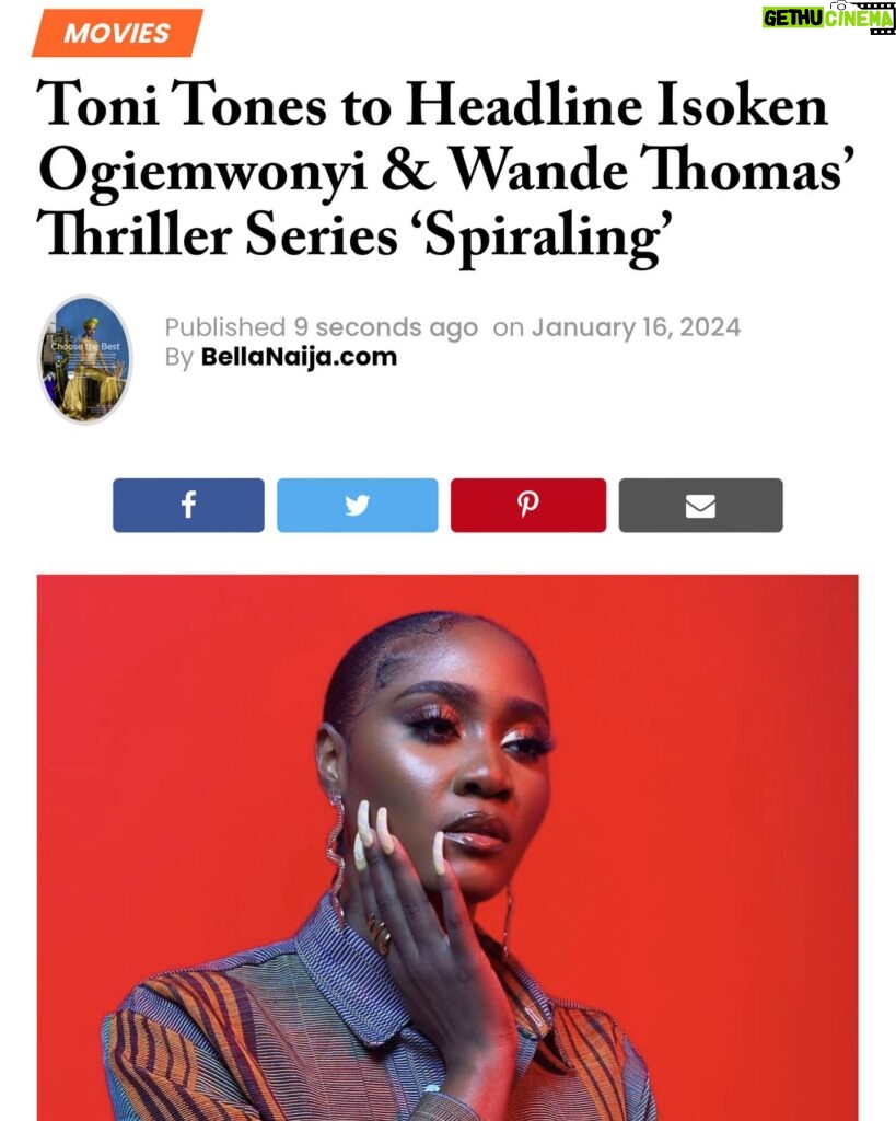 Toni Tones Instagram - Super excited and can not wait for you all to watch the magic that is ‘Spiralling’. cc @sirwandethomas @isokenogiemwonyi REPOST: @spiralingseries - Excited as we introduce @iamtonitones on our stellar cast. Read the full feature on Bella Naija