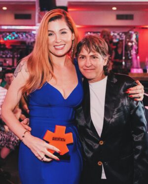 Trace Lysette Instagram - One for the books! Thanks for the award #queerties ♥️ - extra special having @joeysoloway who gave me my shot and cast me on Transparent 10 years ago, present the award to me. Still on a high from meeting @paulaabdul … my mom got me her album Forever Your Girl for Christmas in 1988 and it was my first cassette tape. I wore that thing OUT. Also I may or may not have watched Cold Hearted Snake on VHS every day before school and did the choreography lol. To receive an award wedged between Paula and the iconic @rosie was so sweet. This awards season has been many things and last night meant a lot. 💋 

👗 @herveleger