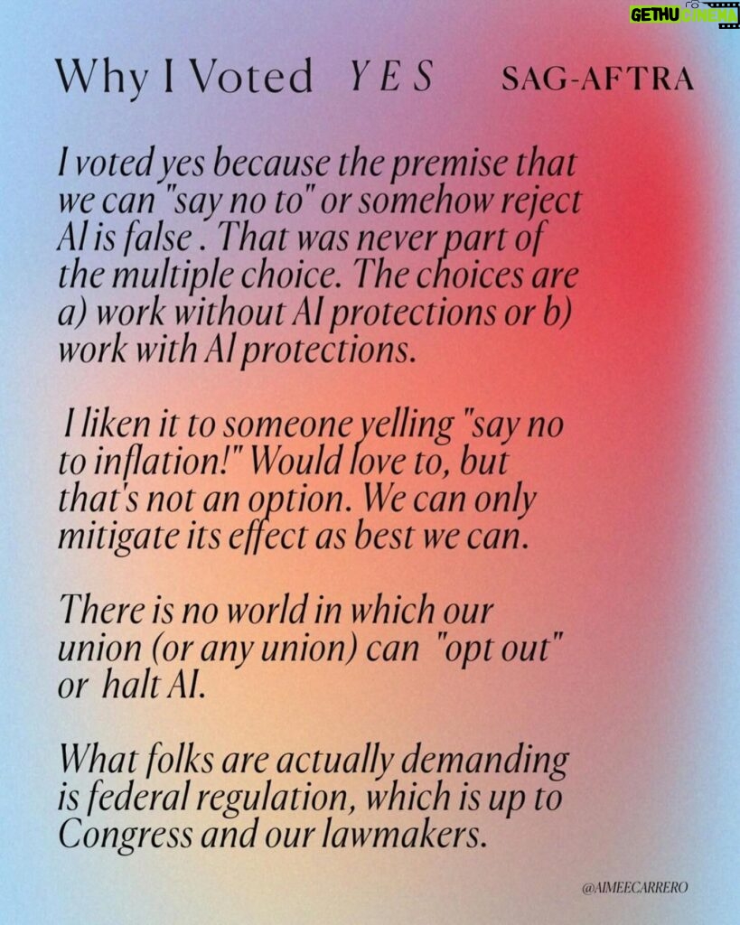 Tracie Thoms Instagram - Some more thoughts from @aimeecarrero. @sagaftra.
