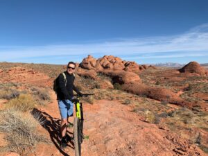 Trieste Kelly Dunn Instagram - Great road trip to southern Utah. TY @zioncycles for the cool hat & fixing up my bike! I can almost keep up with my dad now. 🏜🌵🚵‍♀️ #zionnps #slickrock #churchrocks #utahgram