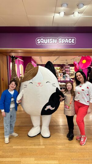 Triona McCarthy Instagram - Are you on the hunt 🕵️‍♀️ for some Easter holiday 🐣 activities to keep your little ones 👧🏻 👦🏻 entertained? Look 👀 no further than the brand NEW✨ ‘Squish Space’ ✨at Brown Thomas. 
Maxi & Mini & ME had the BEST TIME EVER with all the cuddly companions, from Jellycat to Squishmallows. 🧸 🍭
Make sure to snap some selfies 🤳on the Squishmallows sofa 🛋️ and personalize your purchases for a special touch THIS Saturday the 30th of March as well as April 6th between 12-4 pm 🗓️ 
There’s lots more to see & do including a colouring in station 🖍️ ✏️ a book section 📚 & stickers  to collect. 🫴🏻
And don’t forget to mark your calendars 🗓️ for April 6th & 7th from 12-3pm, when Squishmallows Cam the Cat 🐱 will be making a return to the store! 🤩
Head up to Level 3 to see first yourself-I’ll probably be back in there as we absolutely loved it & I’m still thinking of that 💍 
AD

#SquishSpaceBT #CuddlyFun #FamilyAdventures 🐻🎈#thingstodoindublinwithkids