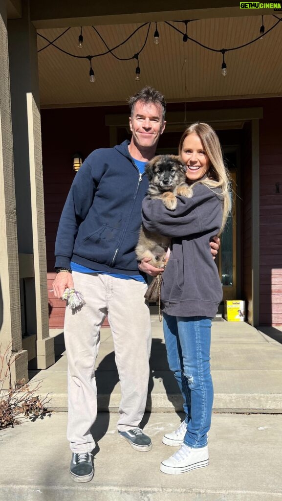 Trista Sutter Instagram - After the heartbreak of losing our sweet Sophie Bear, we knew that the best way to heal would be to welcome another rescue from @lightshine_canine - the angels who brought us our Sophie! 😇 We patiently waited and worked hard to get settled in our home (although there are still boxes to go through and furniture to order and and and 🤪), and the time finally felt right. 🎯 We are beyond happy to welcome sweet Kota Bear to the family and can’t wait to share him with you! 🐶 #kotatherescue #rosebudrezdog #welcometothefamily #thecameralovesyouandsodowe