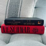 V. E. Schwab Instagram – Same wordcount!
Different vibe. 
Behold, the US and UK hardcovers of The Fragile Threads of Power, in all their glory. The US has taken the STEALTH approach, meant to lure readers into a false sense of security by appearing slimmer than it is. The UK has taken the CHONK approach, reminding readers that while this book won’t fit easily into a purse or satchel, it CAN be used as a weapon. Lila Bard approves of both.

#shadesofmagic #threadsofpower #veschwab
