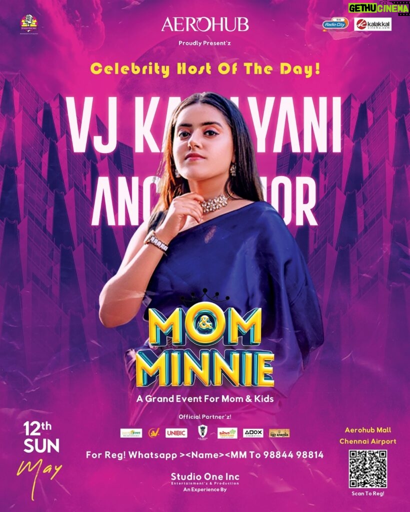 VJ Kalyani Instagram - Happy To Have Our Very Own! Celebrity Host Of The Day! @vj_kalyani To The Grandeur Event! @aerohub_chennai Proudly Present’z Mom & Minnie A Grand Event For Mom & Kid’z In Association With! @radiocitytamil_ @kalakkalcinema @unibiccookiesindia @smart_decors.in @svtv_official @clickfactory_photography @nammafoodpark_chennai @maduraikaarainga2023 May 12 | Sunday @aerohub_chennai Mall | Chennai Airport For Reg! 98844 98814 Every Participant Get’z! Certificate | Vouchers | Hampers Meet Your Favourite Celebrities Toooo! Participate & Win The Title Crown! Curated & Conceptualised By! @studiooneincentertainments @actorrizubhai_official [Mom and Minnie, Mother’s Day special, contest, winner, competition, mother and daughter competition, summer activities in chennai]