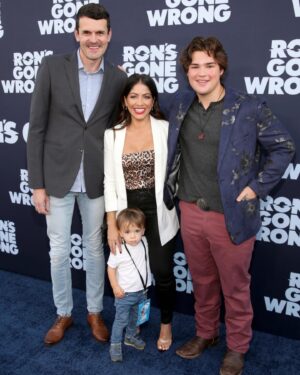 Valery M. Ortiz Instagram - I know it’s blurry but it captures my whole heart in that moment! Taking Dorian to his first movie in a theatre and ALSO having him escort me down the carpet was so freakin’ special and pretty hilarious! He was waving to the photogs and hamming it up! It was just so dang funny I kept laughing all down the carpet! He was THE best lil date ever! 😍 
Cherry on top?! We got to hear @kyliecantrall do her thing in the movie!! Agh!! So proud of you bella!
.
Swipe LEFT to:
1) Learn how to do a proper red carpet smolder from Dorian 😂😍👏🏽
2) Also see a pic of Nathan, Max and I on the BLUE carpet!
3) BTS selfie w/ Max
4) See Dorian, Ben and I rocking our ‘Ron’s Gone Wrong’ beanie swag! 
5) Watching Dorian enjoy his first movie theatre experience. My heart ya’ll!!
.
.
.
History: I’ve known Dorian’s dad @benmarcsilverman since I was in 8th grade. I was a grooms woman at his wedding. Having this experience with his son is like 😩 because you know - family. 🙏🏽
Shoutout to Mama @anasiya7 who was at home nursing Dorians 2wk old lil sis!! 😍