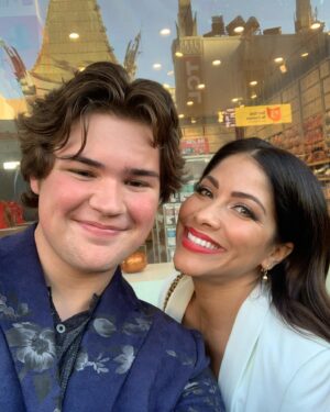 Valery M. Ortiz Instagram - I know it’s blurry but it captures my whole heart in that moment! Taking Dorian to his first movie in a theatre and ALSO having him escort me down the carpet was so freakin’ special and pretty hilarious! He was waving to the photogs and hamming it up! It was just so dang funny I kept laughing all down the carpet! He was THE best lil date ever! 😍 
Cherry on top?! We got to hear @kyliecantrall do her thing in the movie!! Agh!! So proud of you bella!
.
Swipe LEFT to:
1) Learn how to do a proper red carpet smolder from Dorian 😂😍👏🏽
2) Also see a pic of Nathan, Max and I on the BLUE carpet!
3) BTS selfie w/ Max
4) See Dorian, Ben and I rocking our ‘Ron’s Gone Wrong’ beanie swag! 
5) Watching Dorian enjoy his first movie theatre experience. My heart ya’ll!!
.
.
.
History: I’ve known Dorian’s dad @benmarcsilverman since I was in 8th grade. I was a grooms woman at his wedding. Having this experience with his son is like 😩 because you know - family. 🙏🏽
Shoutout to Mama @anasiya7 who was at home nursing Dorians 2wk old lil sis!! 😍