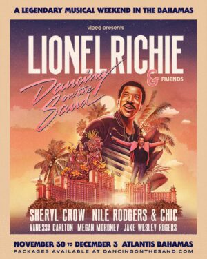 Vanessa Carlton Instagram - Vanessa is excited to join Lionel Richie & friends for a weekend in the Bahamas November 30 to December 3!

Presale starts May 18th at 10am EST. Sign up now the link in bio. 🎶

#dancingonthesand