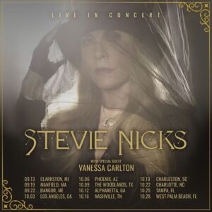 Vanessa Carlton Instagram - Thrilled does not begin to capture what I feel right now. To be able to perform these shows and be on the road with the dream weaver @stevienicks and her incredible band and crew continues to be one of the greatest honors of my career! I hope you’ll be able to catch us at one of these performances. It’s gonna be good. Tickets go on sale this Friday July 29th at 10am local time. More info to follow. 🖤