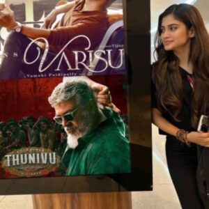 Vanessa Cruez Instagram - Why celebrate only one when you can Celebrate Both🥰😍.. #varisu #thunivu 

#vanessacruez #vanessa #thalapathy #thala #vijay #ajith #firstday #theatre #cinema #movie #pongal #varisupongal #thunivupongal #happiness #fans #enjoy #love #positivity #spreadjoy #spreadlove #instafashion #instagram #insta #instagood #instadaily #candid #pose #celebration