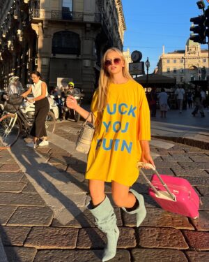 Veronika Lukianenko Instagram - From Venice Film Festival on @milanfashionweek 🔥

1st day style:
Dress @vip_luxury_edition 🇺🇦
Boots @zara 
Bag @dior 
glasses @rayban 

#milanfashionweek #settimanadellamoda #fuckputin #mfw2023 #ukraine
