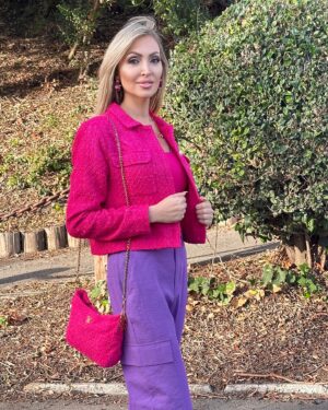 Veronika Mindal Instagram - Pink and purple is definitely a colors that people are not afraid to love out loud. Apart from its aesthetic value, it elicits different emotions and meanings in our lives. It can make us feel luxurious, imaginative, and spiritual.
.
.
.
Jacket & top #rachelzoe 
pants #noisymay 
Bag #chanel 
belt & shoes #ralphlauren 
.
.
.
.
.
#actress #model #maturemodel #singer #songwriter #Hollywood #LosAngeles #NewYork #Paris #Milan #Ukraine #talent #artist #Instagram #Instastyle #tattooedgirl #Insta #vogue #style #outfit #fashioninspiration #fashion #design #fashiondesign #ashionblogger #veronikamindal