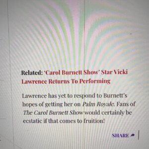 Vicki Lawrence Instagram - #wow I know I would be  ecstatic! Your thoughts.?@palmroyaletv @itscarolburnett I love you so very much🩷