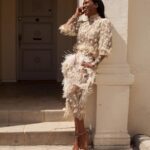 Vicky Jeudy Instagram - Fun with feathers 💋 #vickyjeudy #feathers #fashion