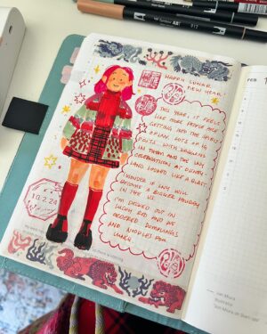Victoria Ying Instagram - Happy new year!! Went line less for this page #journalinspiration #dailysketch #hobonichiart