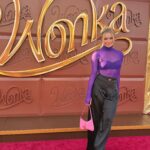 Victoria Baldesarra Instagram - GRWM & Come with me to the @wonkamovie LA Premiere 💜🍫✨🍭🎀 styled in my fav @stylemelanielyne pants! #grwm #wonkamovie