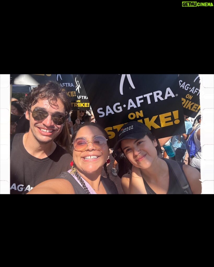 Victoria Moroles Instagram - mi familia es fuerte 🪧 grateful for my picket buddies, strike/gate captains and everyone showing support, honored to stand by my fellow union members #sagaftrastrong #wgastrong