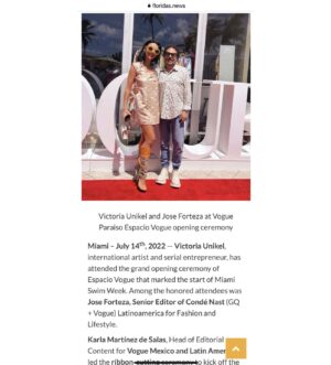 Victoria Unikel Instagram - What a wonderful time I had at Espacio Vogue @espaciovogue @voguemexico @karlamartinezdesalas 
opening ceremony that opened Paraiso Swim Week @paraisomiamibeach in Miami Beach🔥🔥🔥 Great to see Jose Forteza @joseforteza who was wonderful as always 💖
