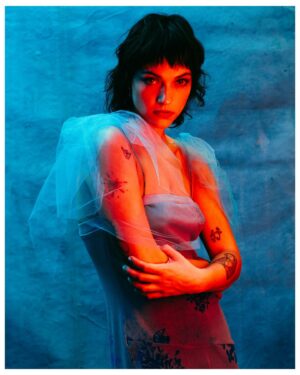 Violett Beane Instagram - @numero_netherlands with my boy @bynickrasmussen 🩸💙🧨 hair, makeup, and styling by me 🤘 interview up in my biooo