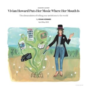 Vivian Howard Instagram - "When I resolve to do something, I say it out loud. Not out loud in my shower or in earnest for the mirror, but out loud, boldly to another person, often multiple people on separate occasions. It’s an uncontrollable tic of mine that has served me extremely well in some circumstances and shamed me painfully in others."

My latest installment of Country Accent for @gardenandgun is now online for your Sunday reading pleasure. Linked in bio. The always wonderful illustrations are by the inimitable @jkroik.