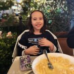Vivien Lyra Blair Instagram - We went out to eat the other night and it started “fake” snowing right when our food got there. It was a little soapy but still lots of fun! 👀🌨️