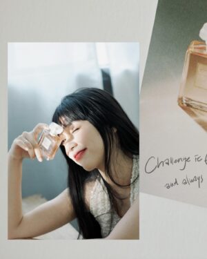 Wen-Ling Cheng Instagram - 自在地展現真實的自己，無畏懼他人的眼光​
每位女孩都有其自己獨特的魅力​
時而率性反叛，時而優雅自在​
面對理想勇往直前​
⁡
COCO這名字來自香奈兒女士的雙重身分​
也象徵著每位女孩都有各種性格​
大膽無懼、隨心所欲追求自我的靈魂​
無論哪個世代都將這個精神不斷傳遞下去​
藉由摩登COCO香水來展現自由自在的樣貌​
⁡
結尾存留的淡淡琥珀香不是結束​
而是明日嶄新的開始​
-​
Challenge it fearlessly, overcome it, and always remember to love yourself.​
-​
#COCOMADEMOISELLE​
#CHANELFRAGRANCE​
@chanelofficial
