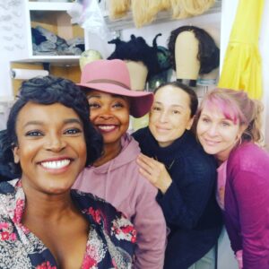 Wunmi Mosaku Instagram - Our most delicious creatives and crew! The most hardworking and joyous team! I wish I had pics of everyone but know that there was a wildly courageous and dedicated army behind this show! 
Special s/o to... @daynapinkthings 👗 you blew my mind when you threw the terracotta shorts into the mix! You did it! 
@andreamonab 💇🏿‍♀️ and @meforeveryoung 💄 my morning JOY! 
@erinzyoung 💪🏿 thank God I got to hold on tight to your hand!
@jelishat 💪🏿 for making me strong and making me giggle!
@eli_joshua 📸 your eye!
And obviously the VFX and SFX folks!

@lovecrafthbo

 I really need to take more BTS shots cus most of these are from my last day working with these beautiful people! Lesson learned!