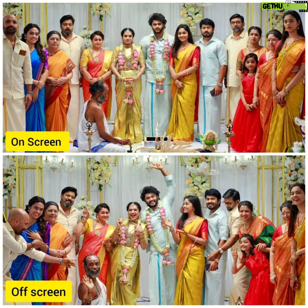 Yamuna Chinnadurai Instagram - #veetukuveeduvaasapadi Onscreen 🆚 Offscreen ❤️ #family Director: @praveen.bennett @globalvillagers #onscreen #vijaytv #trending #trend #instagram #channel #kannan #avinash #veetukuveeduvaasapadi #dream #passion #action #bonding #appulovesappu #enjoy #together #comedy #fun