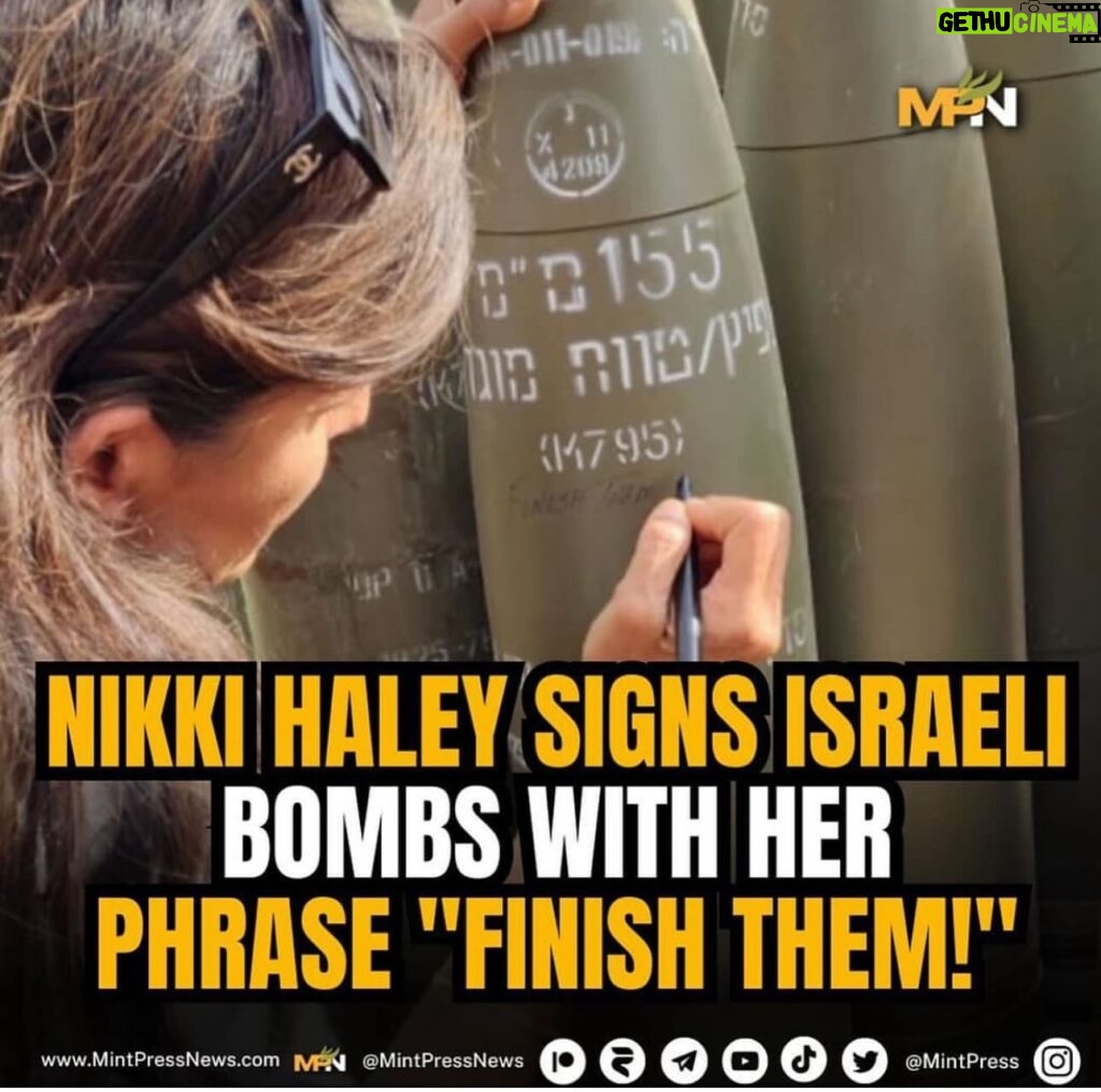 Yasmine Al Massri Instagram - @nikkihaley I see you.. we see you.. you are the confirmation that American and Israeli apartheid is the only thing that should be finished together .. meanwhile I would like you to know that what will finish you is the faces of the dead children you signed off missiles to who will come to you every night u go to bed.. #nikkihaley it’s sad u should go viral for this ..
