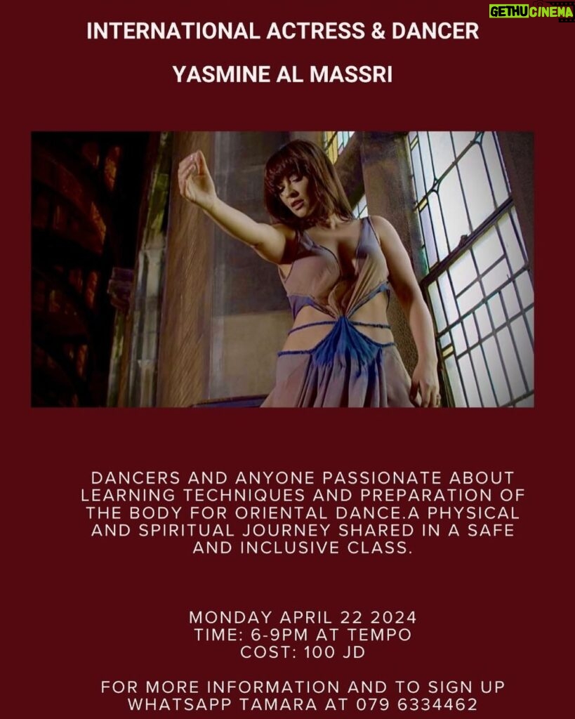 Yasmine Al Massri Instagram - So thankful for @tamara_seikaly for making this workshop happen in a series of workshops that I will be teaching in Europe and the Arab world starting with Amman !! Dance with me ? Follow @my.danse.world for details and content dedicated to my dance journey and workshops. 🫶🏼