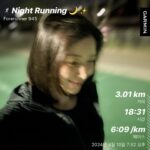 Yoon Se-a Instagram - 3km 휴식 3km = 6km #6km #nightrun 5분대로 3km 두번이 목표였으나…실패! 실패는 성공의 어머니! 어무이이~~🙄 #행복하세아🍀