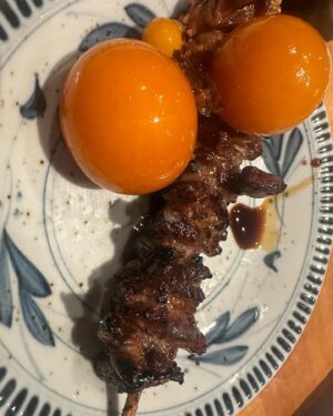 Yukino Yamamoto Instagram - 🐥
こんばんは！
おにぎりと、焼き鳥と、
今日兄と父と姪と食べた餃子です🥟

#衣装 : @loveless___official 
@ladymade_official 

🍙福井の梅こぶ茶💓