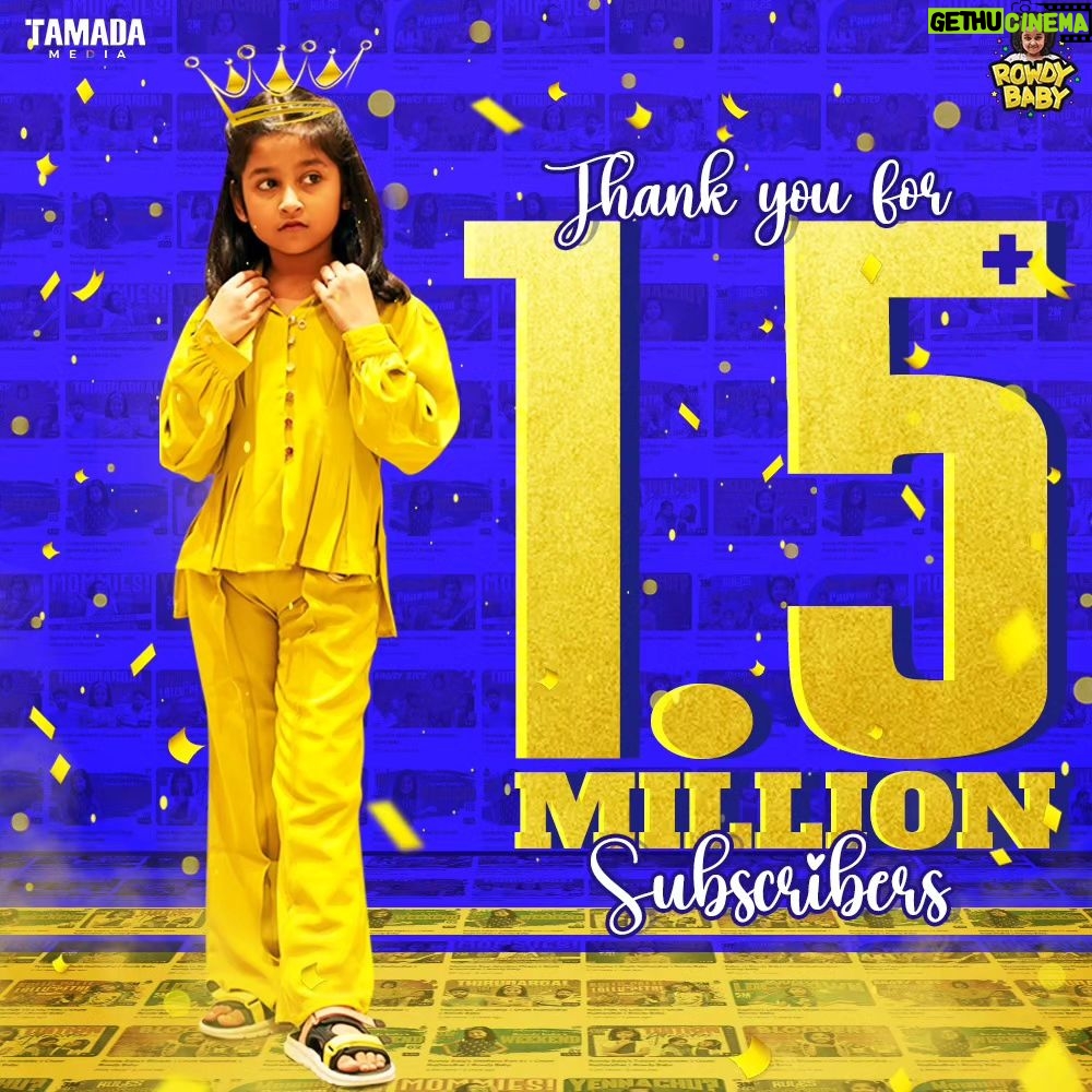 aazhiya sj Instagram - Yayyy we are 1.5million fam now 💗💞🥰 . Rowdybaby YouTube channel is growding bigger and better ❣️ Cheers to many more such milestones Team 🥰😍 Thankyou so much to everyone who are continuously showering their love for Rowdybaby 💗💞🥰 . . . #rowdybaby #1.5million #aazhiya #tamada