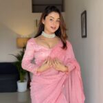 alismita goswami Instagram - POV : When songs are your love language 🌸 Saree from @glamwiz #reelitfeelit #heeramandi #fashion #sareereels #grwm #ootd #pinksaree