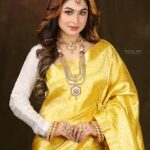 alismita goswami Instagram - 💛 Makeover @mousumi_makeup_artist Photography @kamaldeyphotography Wearing @momis_wardrobe Jewellery @jewelshine_by_momis_wardrobe