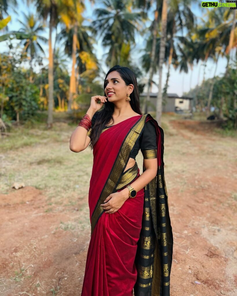 sai Dhanya Instagram - A beautiful red saree from @weddingstudio_skar Draped by @tweetys_touch #saree #red #styling #sareered #r #e